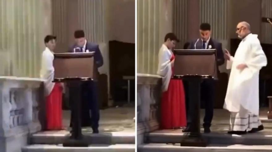 Legge l'inno della Roma in chiesa, il prete non la prende bene…