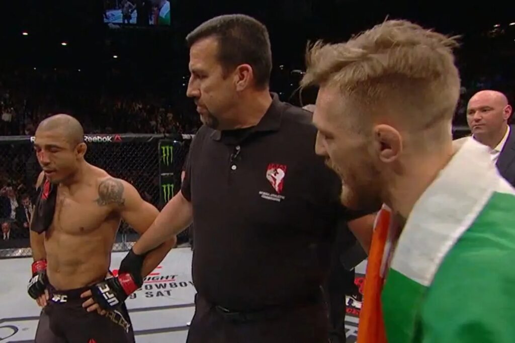 Conor McGregor dropped bad guy act to console Jose Aldo after 13-second KO in heartwarming UFC footage